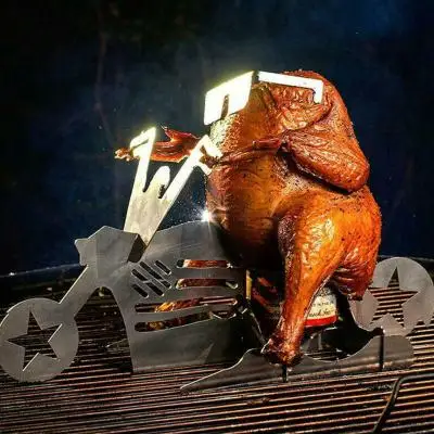 

Chicken Stand Beer Funny American Motorcycle BBQ Steel Rack Tools Funny Roast Chicken Rack Grilling Roast Rack