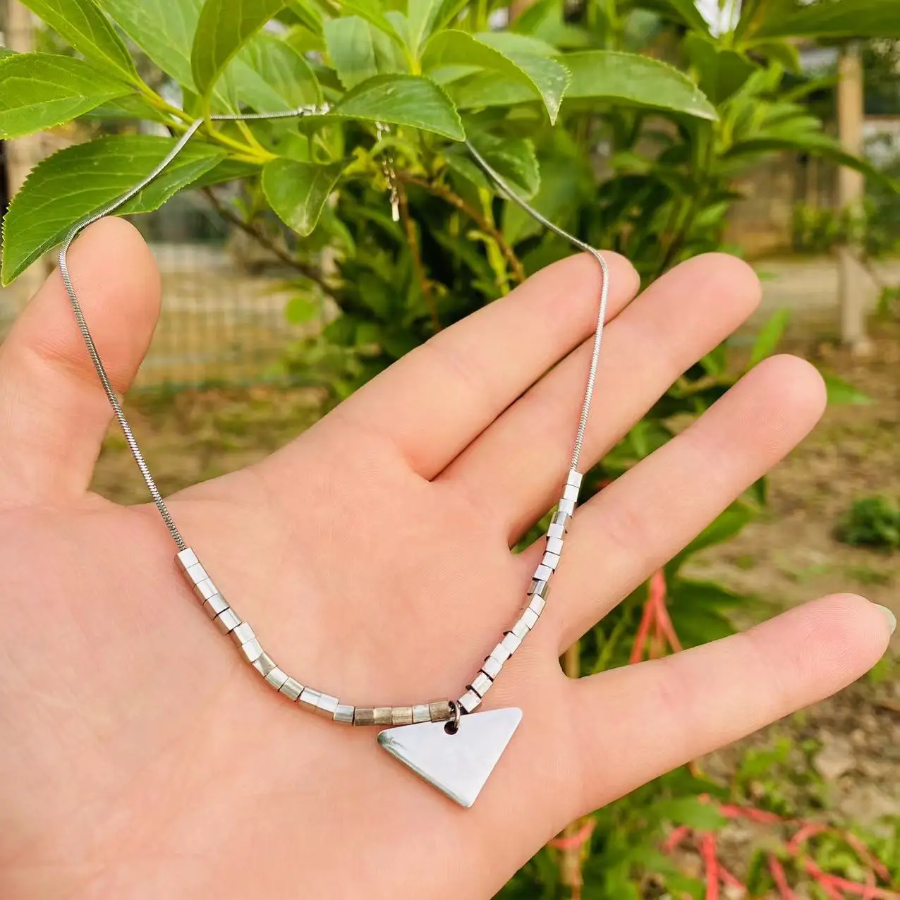 

New Fashion Luxury Titanium Steel Does not Fade Triangle Necklace Female Hip-hop Trend Personality All-match Jewelry