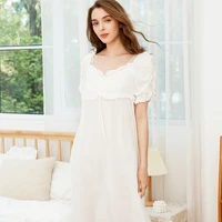 womens cotton nightie summer home clothes long one piece dress gown ruffles nightdress langerie retro sleeping clothing robes