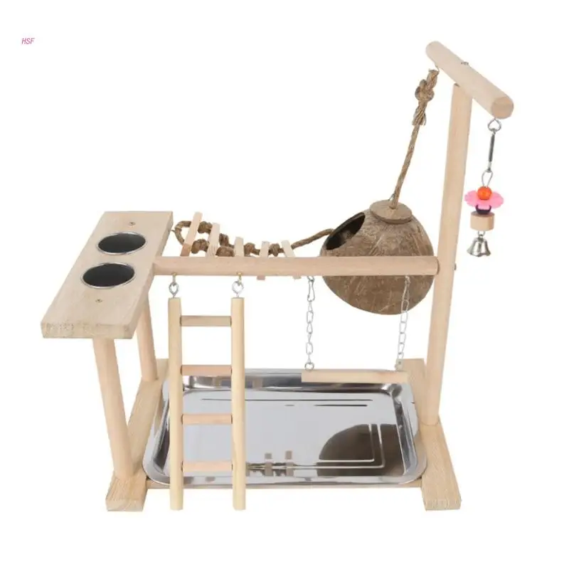 

Bird Climbing Training Perch Parrots Cage Toy Swing Gym Chewing Toy with Tray