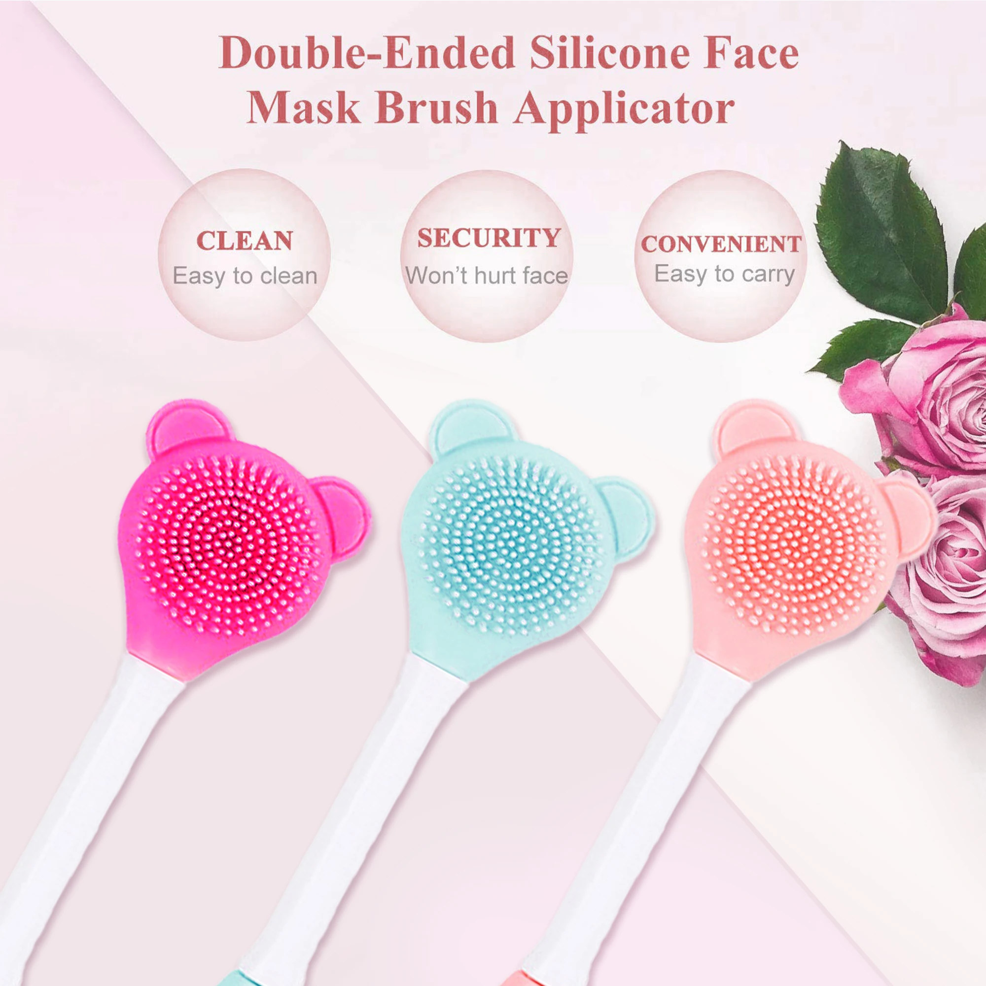 

Face Cleansing Brush Double Head Silicone Massage Brush Exfoliating Facial Cleanser Dropshipping Massager Skin Care Tool
