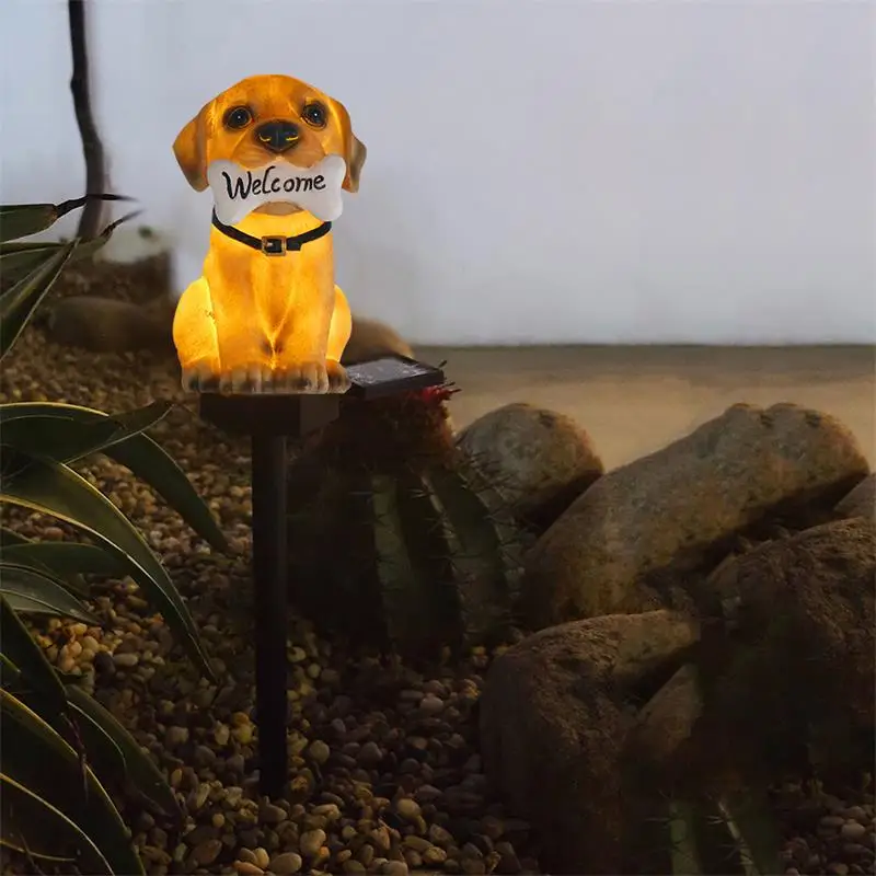 

1 Piece Solar Cartoon Welcome Sign Puppy Lawn Light Patio Outdoor Garden Decoration Landscape Lights