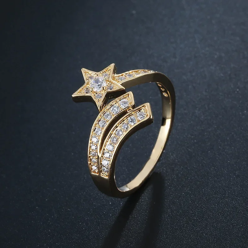 Новые открытые пятиконечные кольца с цирконом ювелирные изделия простое