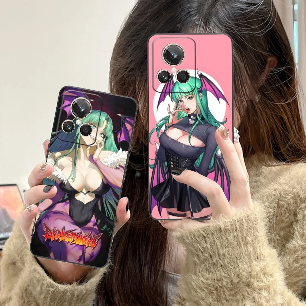 Darkstalkers Morrigan Mobile Cell Phone Case for Realme GT 2 9i 8i 7i Pro X50 X2 C35 C21 C20 C11 C3 Black Soft Cover Shell