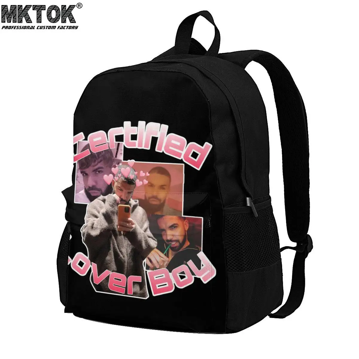 

Clb Drake Retro Funny Art Backpacks singer rap famous lover boy Soft Fashion Polyester Backpack Primary School Female Bags