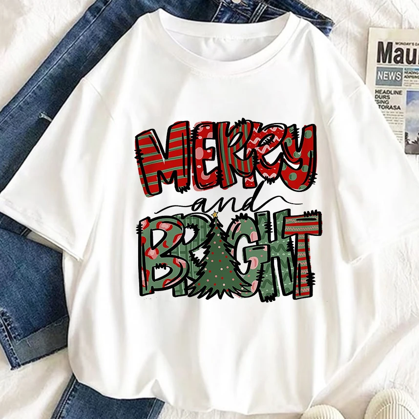 

Christmas Women's T-shirts Ladies Fashion Festive T Shirts Short Sleeve Trend Comfortable Casual O Neck Women's Clothing New In