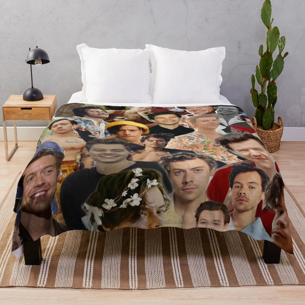 Harrystyles collage lance cobertor peludo cobertores cobertor térmico tufting colcha cobertor retro