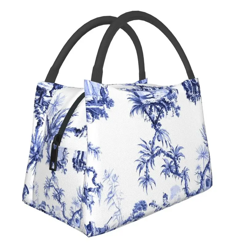 

Blue Oriental Ming Dynasty Chinoiserie Insulated Lunch Bag for Women Portable Porcelain Art Cooler Thermal Bento Box