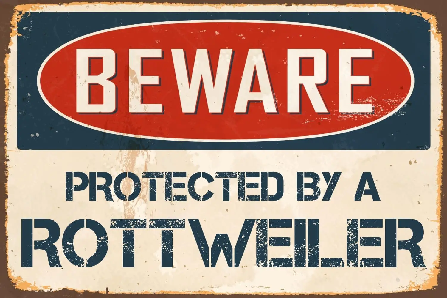 StckerPrte Bewre защищенный Rottweler 8 x 12 дюймов Vntge lumnum Retro Metl Sgn VS483