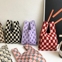 mini niche designer bags for women knitted checkerboard japanese bag premium texture handbag casual tote handbag ladies bolsa de