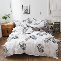 evich simple white bottom leaf bedding set single double large size season polyester quilt cover bedroom houseware pillowcase