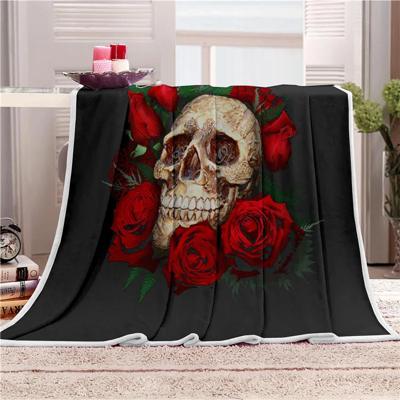 

Skull Series Blanket 3D Digital Printing Coral Fleece Double Layer Thickened Blanket Sofa Blanket Nap Blanket Home Decor Blanket