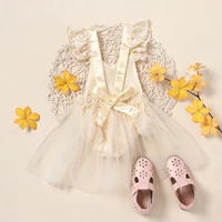 wedding tulle spring summer prom charm formal floral dress 2022 clothing for baby flying sleeves lace mesh print triangle climb