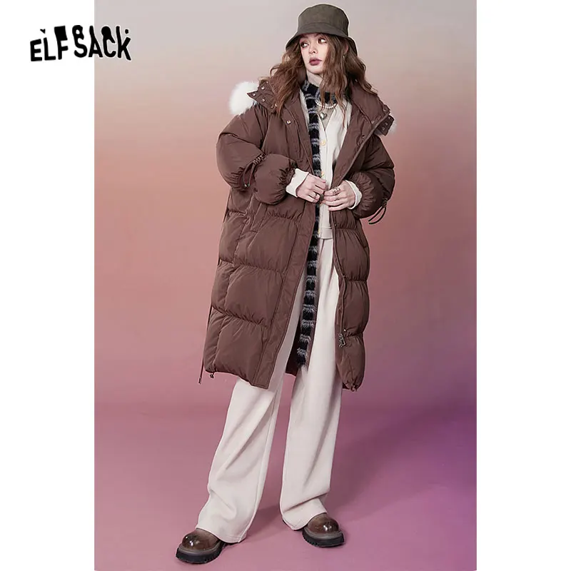 ELFSACK/Новинка Пуховое пальто в китайском стиле для женщин Коллекция 2023 года Зимняя