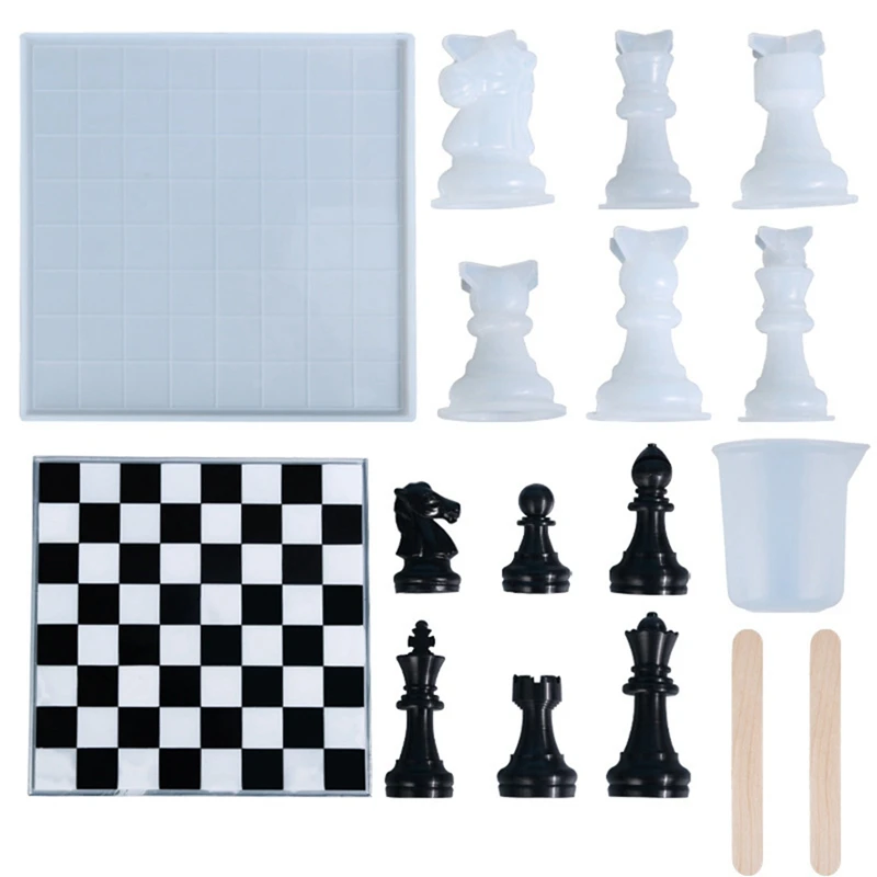 

Uclio Chess Pieces Crystal Epoxy Resin Mold Handmade Chessboard Casting Silicone Mould