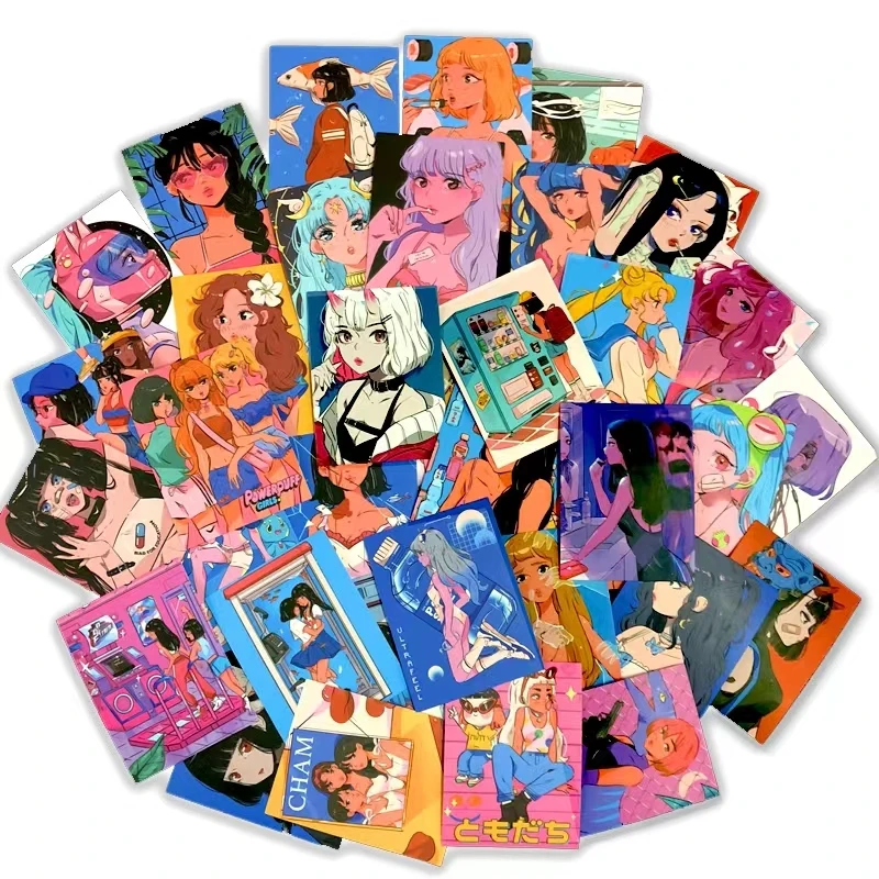 

Korean Stickers for Phone Retro Girl Sticker Japanese Cartoon Girl Decoration Stickers Phone Flat Anime Decoration Stickers