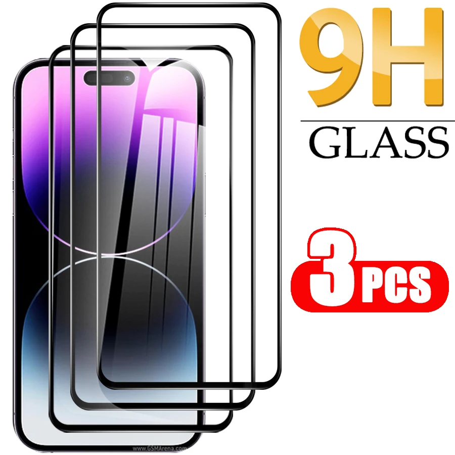 

Закаленное стекло с полным покрытием для iPhone 14 Pro, Защитное стекло для iPhone14 Pro Max, Aifon 14Pro, 14 Plus, пленка для экрана, 3 шт.