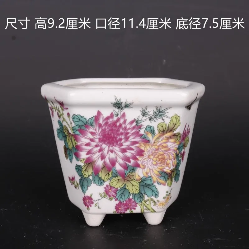 

Fashion Exquisite Chinese Classical Chrysanthemum Small Porcelain Flower Pot Household Ornaments Iiving Room Decoration Gift
