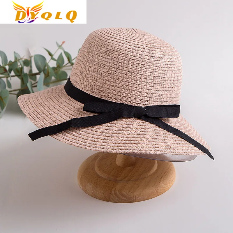 

2022 New Fashion Lace Bow Summer Straw Hat Women Sun Hat Panama Hat Beach Hat Baseball Cap Flat Visor Hip Hop Hat