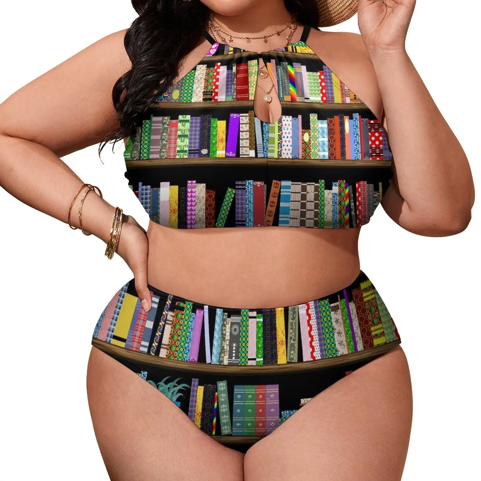 

Купальник-бикини с принтом библиотеки, пикантный купальник с чашками пуш-ап, фантастические купальники, пляжная одежда