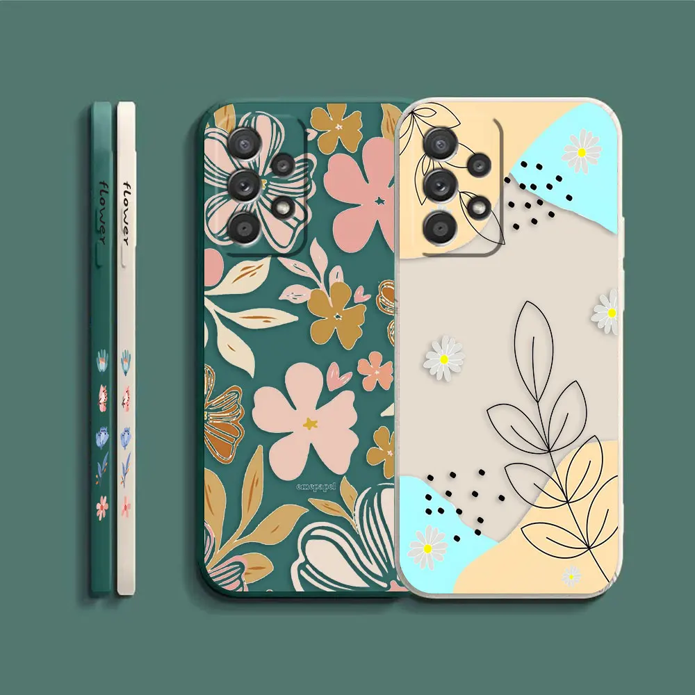 Case For Samsung Galaxy A91 A14 A73 A72 A71 A53 A52 A51 A42 A33 A32 A22 A21S A715F A52S A22S A13 A12 4G 5G Case Summer Flower