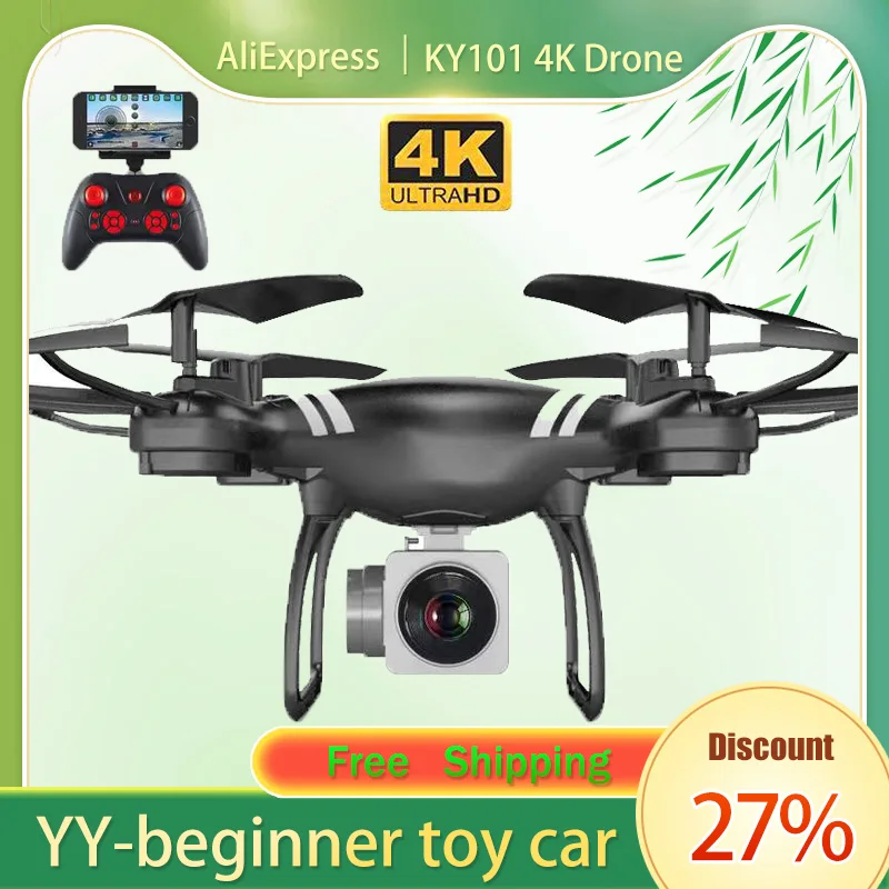 

Drone KY101 4K Aerial Camera RC Drone FPV Quadcopter UAV with ESC Camera 4K HD Profesional Wide-Angle Aerial Photography Gift