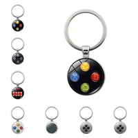 xbox ps4 mini video game controller buttons key chain time gem metal key holder glass mirror pendant for boyfriend keyring gift