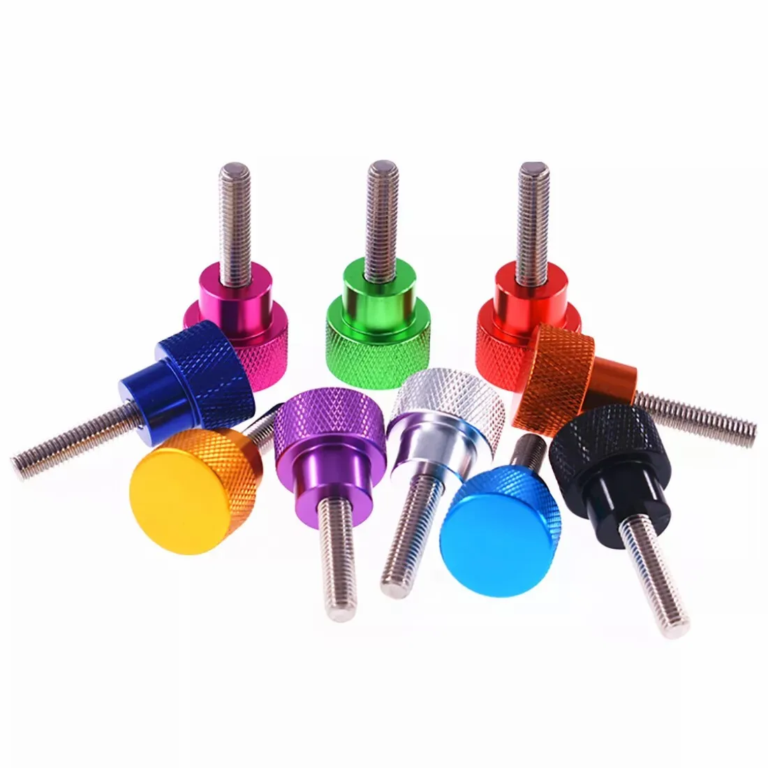 1Pcs M8 Aluminium Alloy+Stainless Steel Knurled Thumb Screws Hand Grip Knob Bolts L:6mm-100mm For Adjust Fixed Bolt