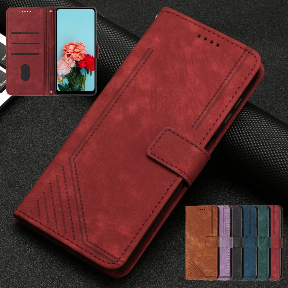 

Skin Feel Leather Case for Tecno Spark 10 Go 2023 Pop 7 9 Pro Neo 2 Pova 4 Neo Camon 18 19 Flip Wallet Card Slot Kickstand Cover