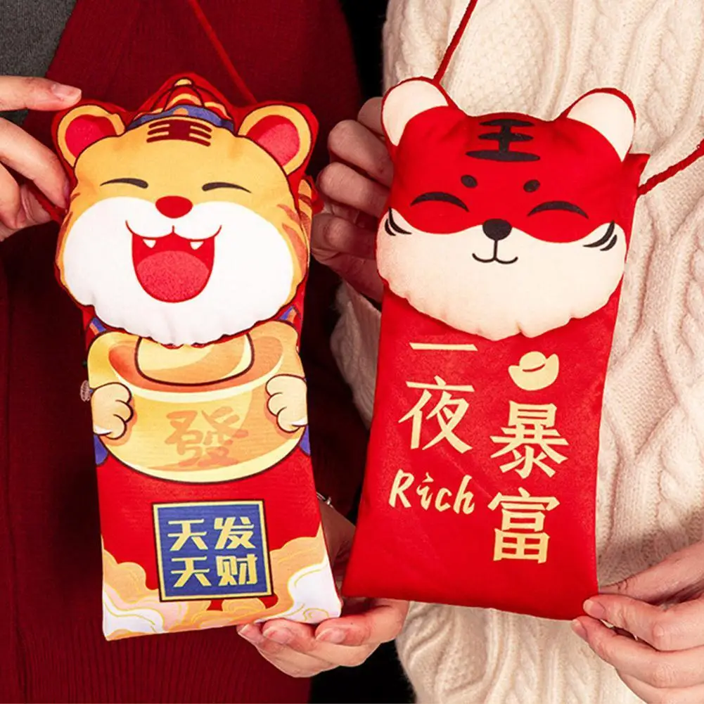 

Красный конверт с изображением тигра на новый год, конверт с карманом для денег на удачу для праздника Весны, Прямая поставка