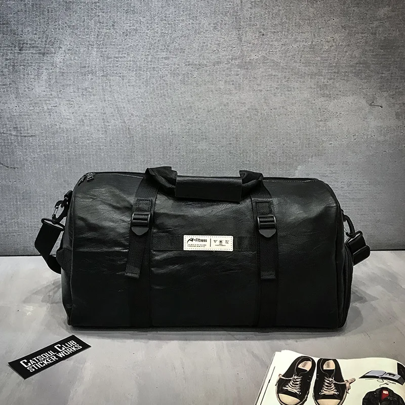 Leather Luggage Bag With Shoe Compartment Multipurpose Waterproof Shoulder Bag For Running Fitness