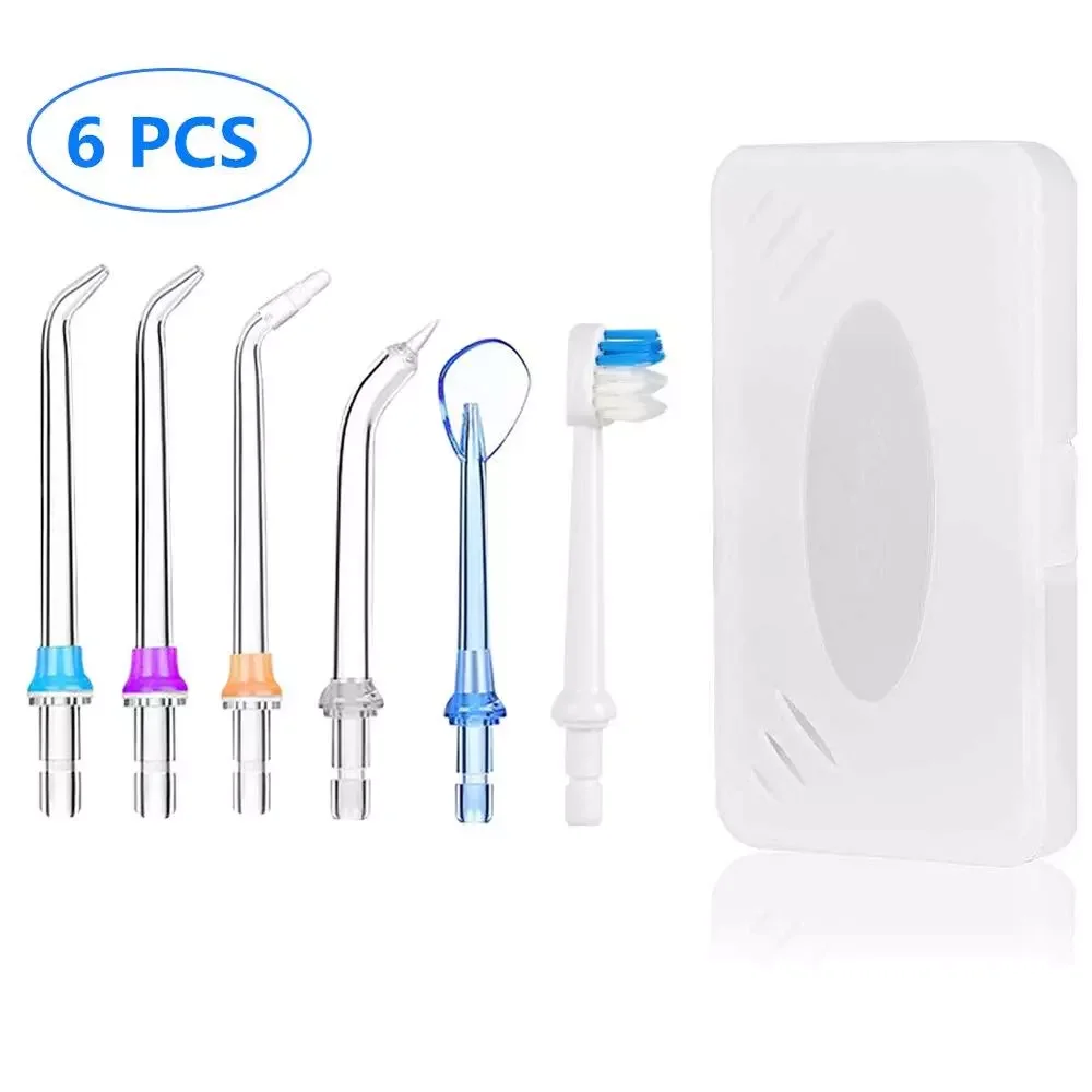 

6pcs Replaceable Portable Dental Water Flosser Jet Tips Nozzle for QUARED Oral Irrigator Teeth Cleaner+Toothbrush Head