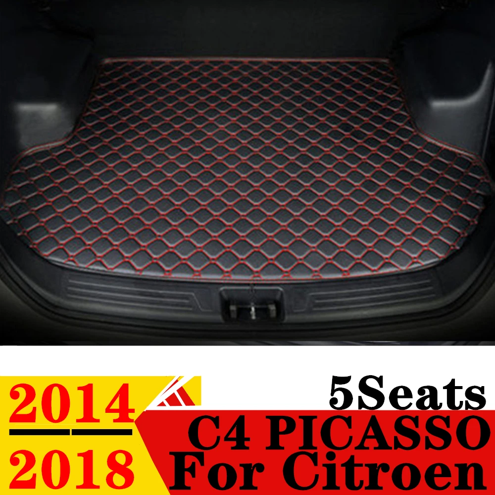 

Коврик для багажника автомобиля Citroen C4 PICASSO, 5 сидений, 14-2018, плоский боковой водонепроницаемый задний Чехол для груза, коврик, задние аксессуары, подкладка для багажника
