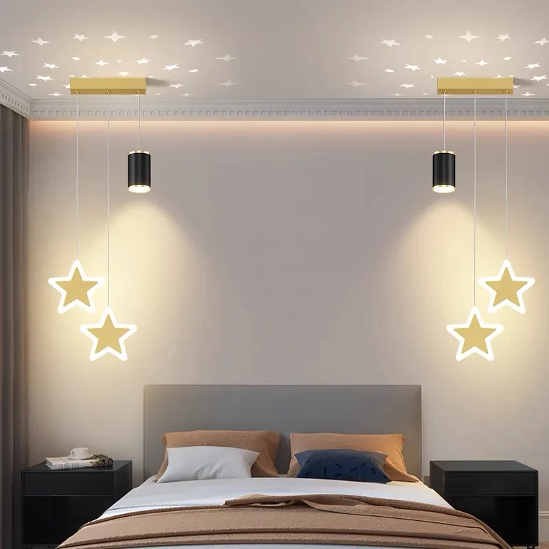 Creative Star Moon Projection LED Pendant Bedside Light Indoor Lighting for Bedroom room decor  pendant light led  room decor