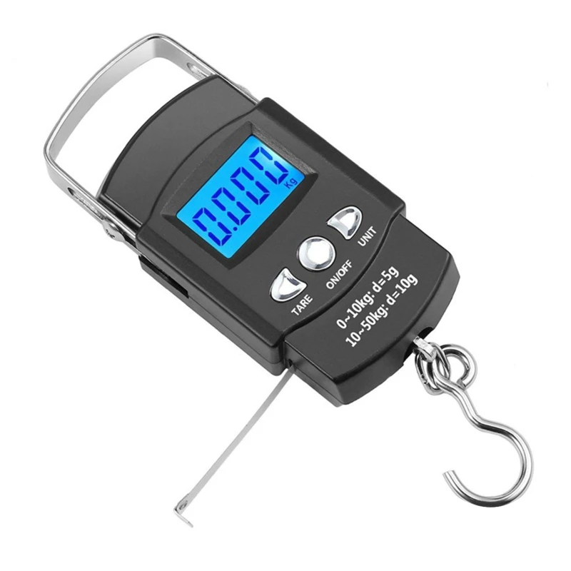 

831C рыболовные Весы, 110 фунтов/50 кг Электронный цифровой подвесной крючок с сумкой в комплекте, черная Нескользящая ручка