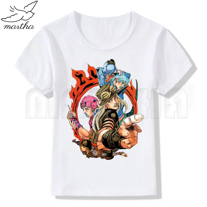 JoJo Bizarre Adventure T-shirt O-Neck Short Sleeves Boys T Shirt Summer Children T-Shirt for Boy Baby Girls Tops Kids Cartoon