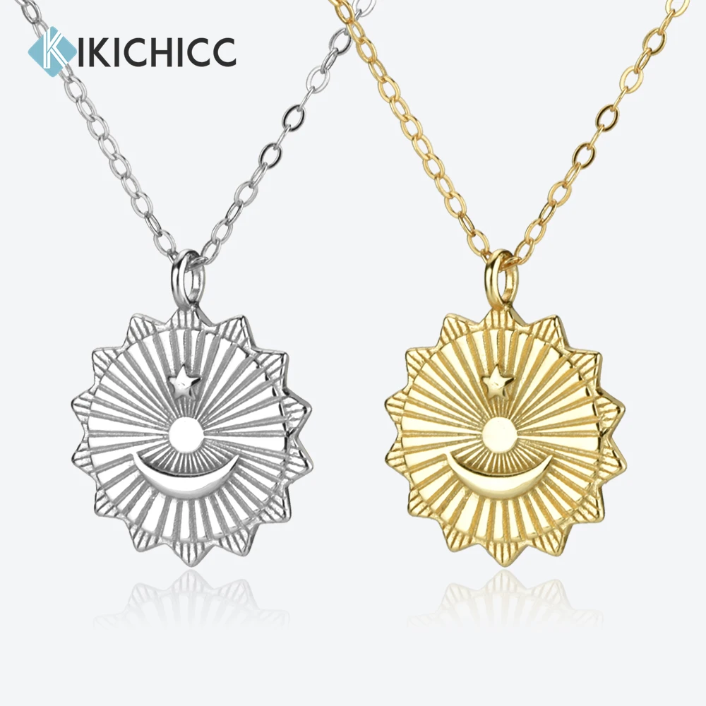 

KIKICHICC Women's 925 Sterling Silver Necklace Luxury Zircon Moon Star Pendant Long Chain Choker Wedding Party Fine CZ Jewelry