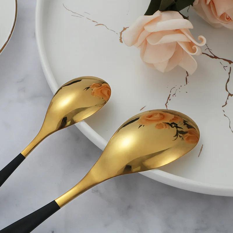 

Hot sale crescent shape craft cutlery gold style green knife 304 stainless steel fork spoon 4pcs tableware set eco friendly