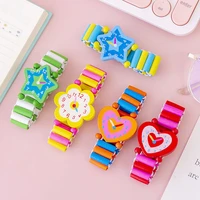 5pcs cartoon wooden wristwatches crafts bracelet watches for kids birthday toys learning education back to school