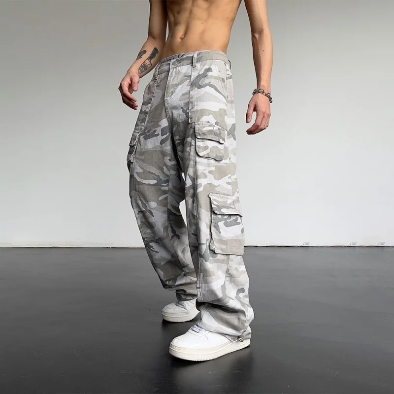 

Камуфляжные мужские брюки-карго Y2K в стиле камуфляж, Свободные повседневные Прямые брюки, винтажная уличная одежда в стиле хип-хоп с несколькими карманами, на весну