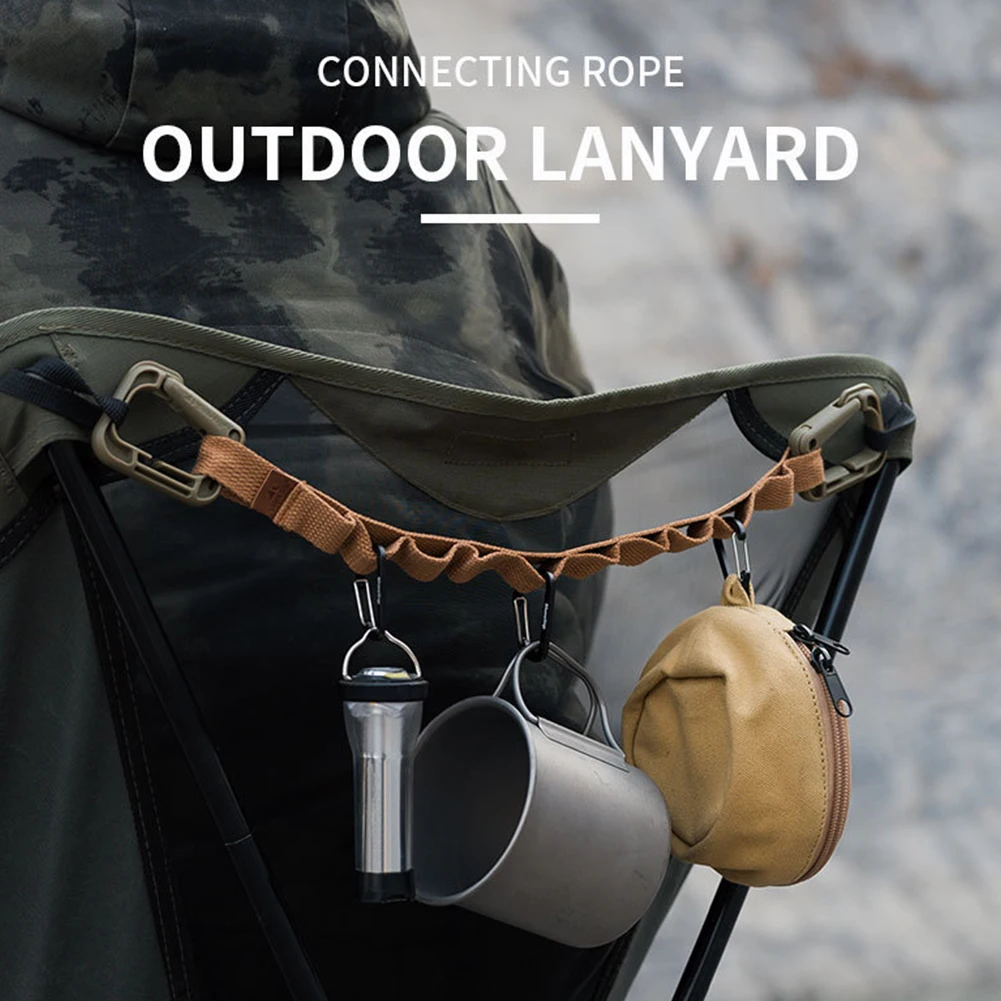 

Hammock Strap Camping Storage Strap Hanging Rope Tent Rope With Loops For Pots Cookware Flashlight Hanging Load Bearing Rope