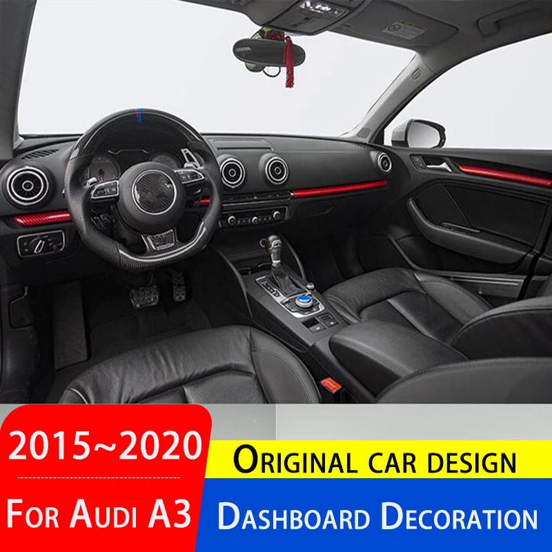 

2015 ~ 2020 для Audi A3 красная центральная консоль приборная панель отделочные полосы ABS Audi декоративная крышка отделка в стиле углеродного волокн...