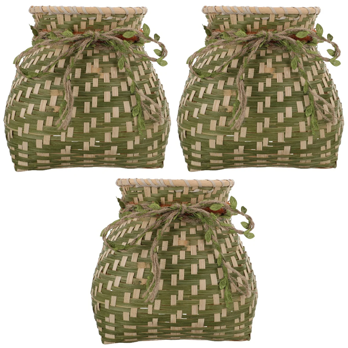 

Basket Woven Wicker Flower Storage Picnic Vase Baskets Pot Hand Container Round Easter Decorative Handmade Bamboo Gift Pots