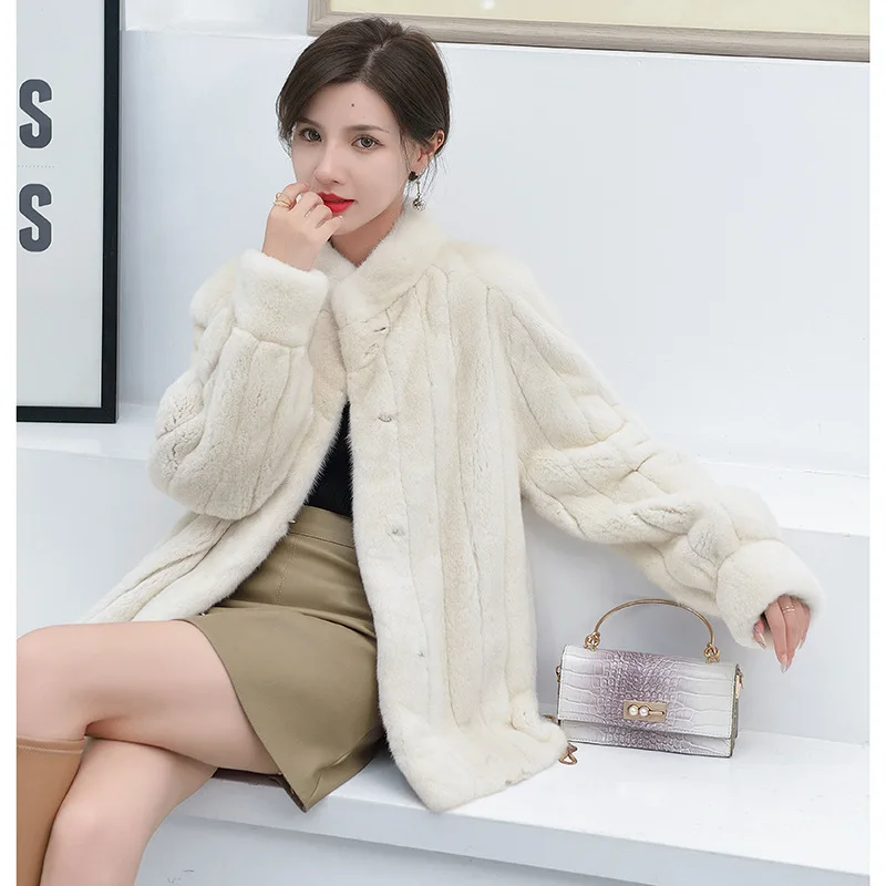

Wholesale Coats Woman Winter 2022 Overcoat Female Fur Thick Winter Office Lady Other Fur Yes Real Fur Coats