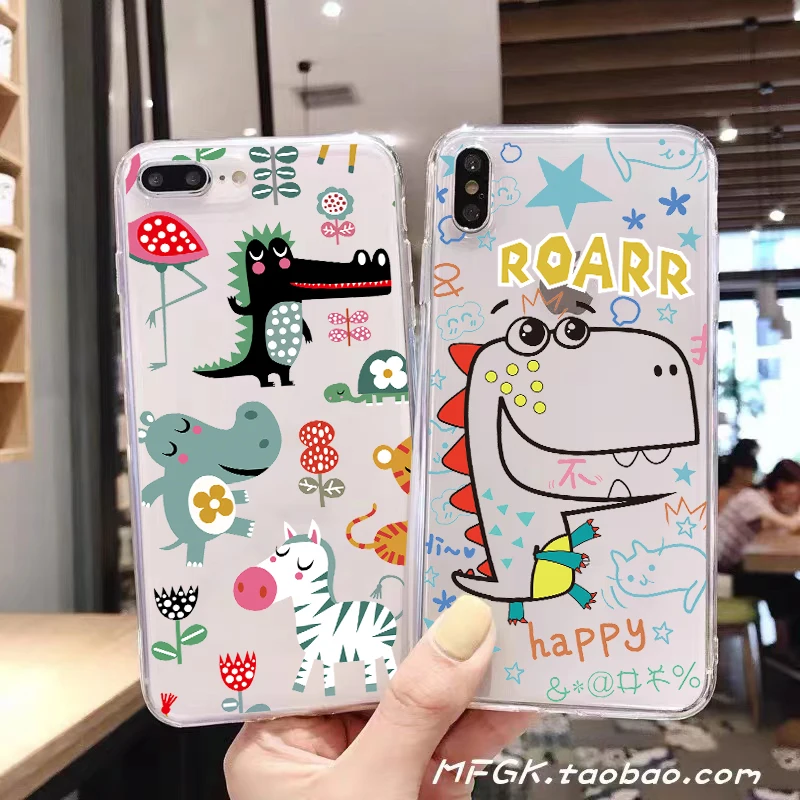 

Cute Animal Dinosaur For Apple iPhone 11 12 13 Pro Max 12 13 Mini X XR XS Max SE 6 6S 7 8 Plus Clear Phone Case Carcasa Soft
