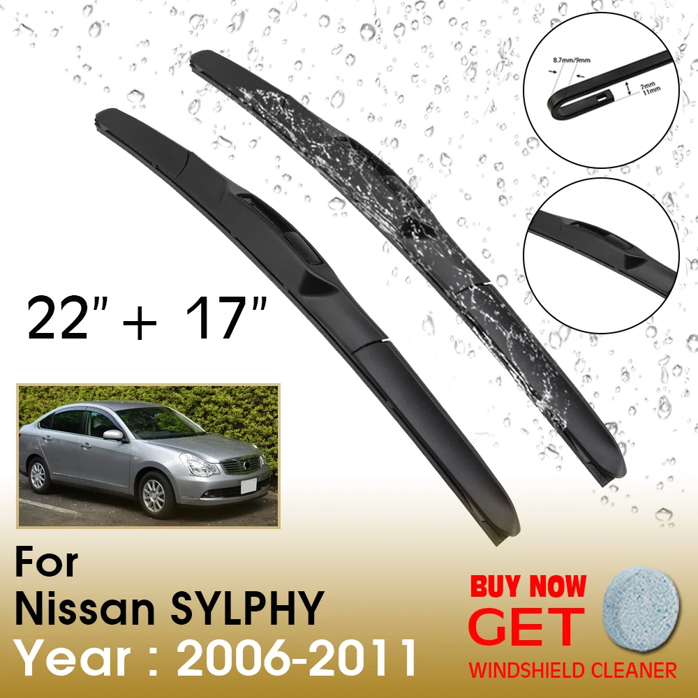 

Car Wiper Blade For Nissan SYLPHY 22"+17" 2006-2011 Front Window Washer Windscreen Windshield Wipers Blades Accessories