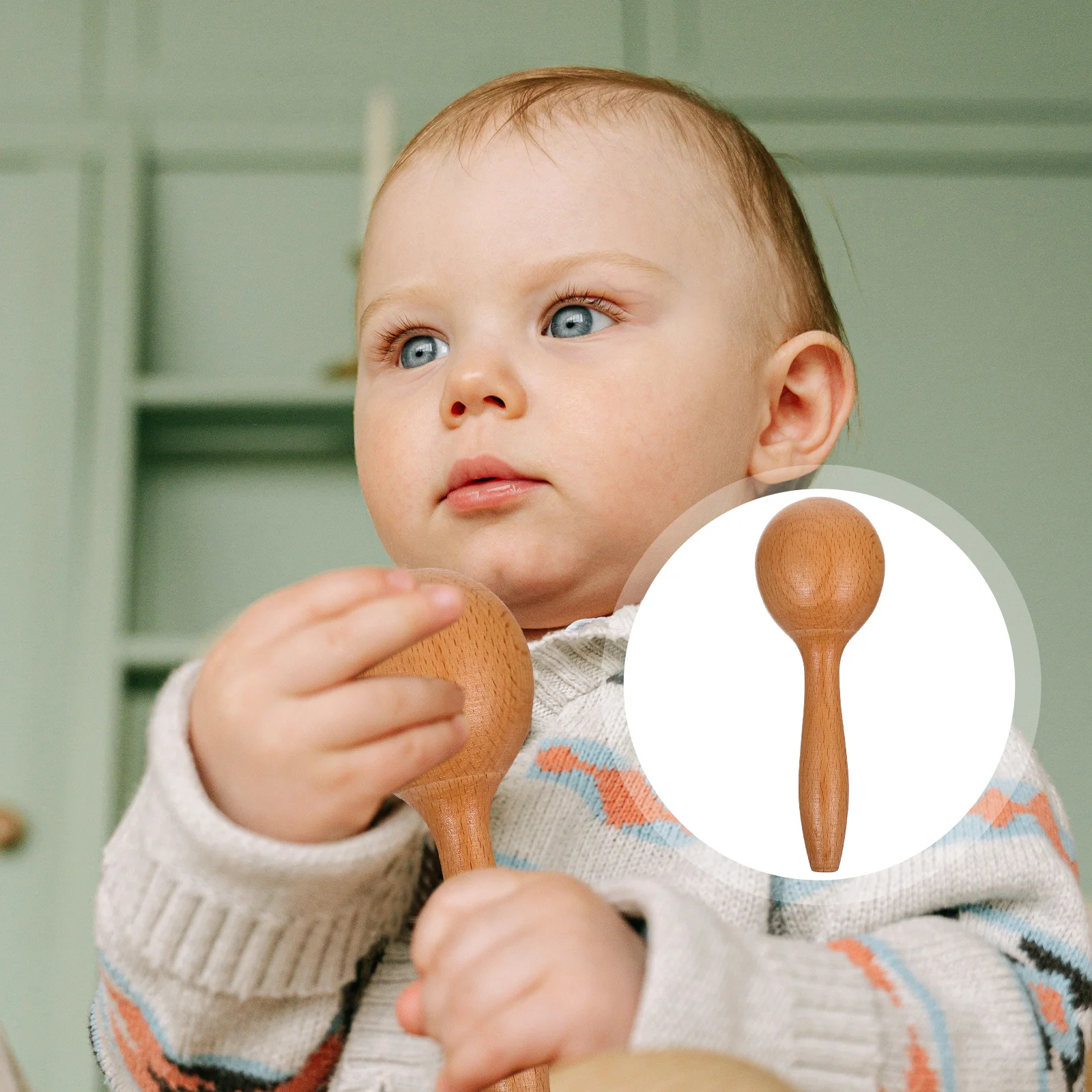 

2 Pcs Maraca Wooden Toddler Toys Educational Kids Maracas Plaything Sand Hammer Children Percussion Instruments Early