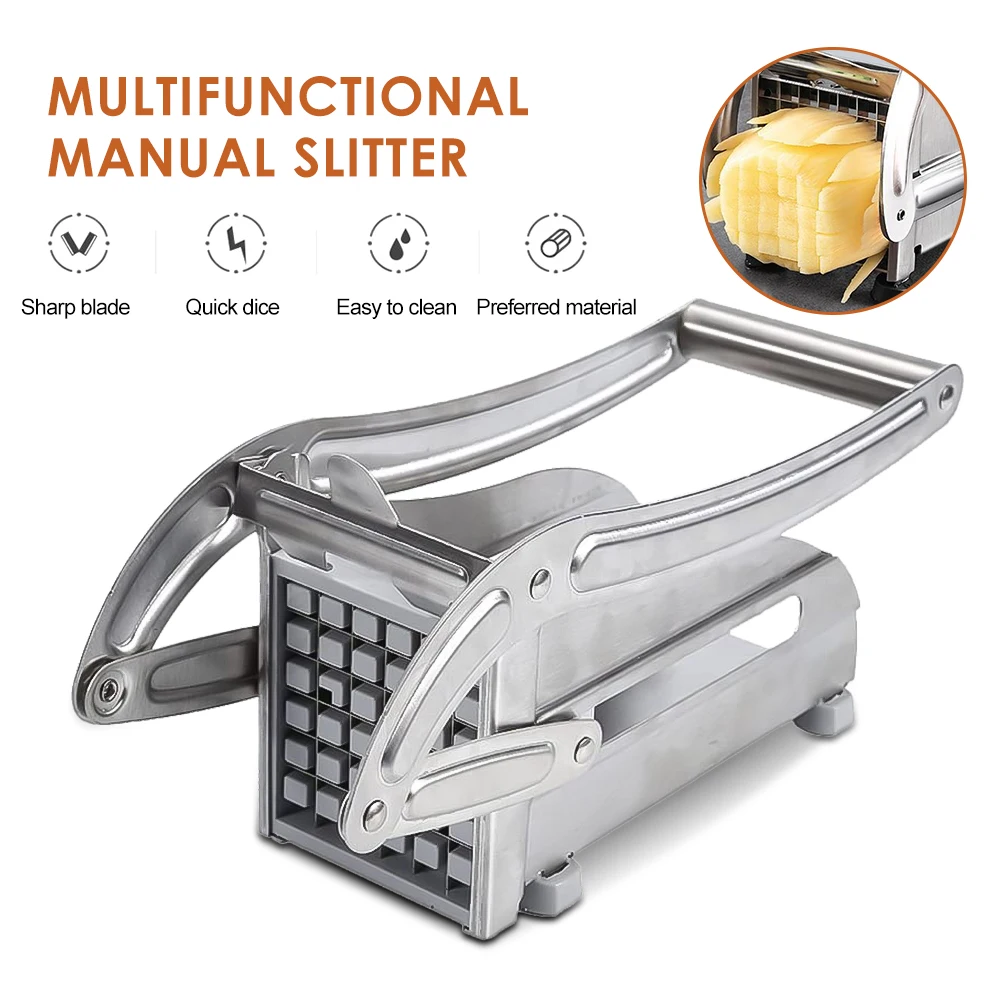 

Stainless Steel Potato Slicer Potato Cutter French Fries Cutter Machine For Kitchen Manual Vegetable Chopper Kitchen Gadgets