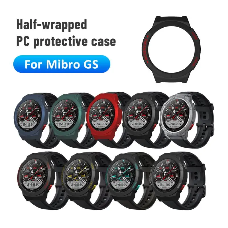 

Frame Hard Cover Protective Shell Case For Mibro Gs Smartwatch Watch Case Pc Watch Half Wrap Protector Case Black Blue