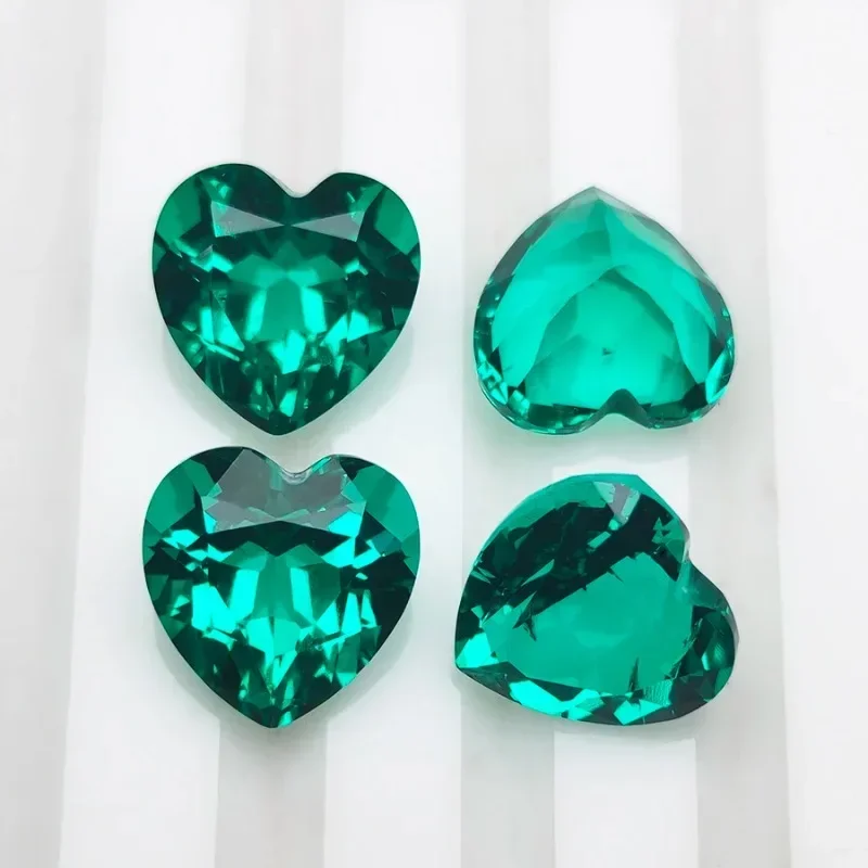 Lab Grown Emerald Diamond Heart Shape Cut Columbia Emeralds Loose Gemstone Jewelry Rings Earrings Making with AGL Certificate